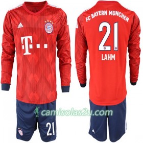 Camisolas de Futebol FC Bayern München Lahm 21 Criança Equipamento Principal 2018/19 Manga Comprida